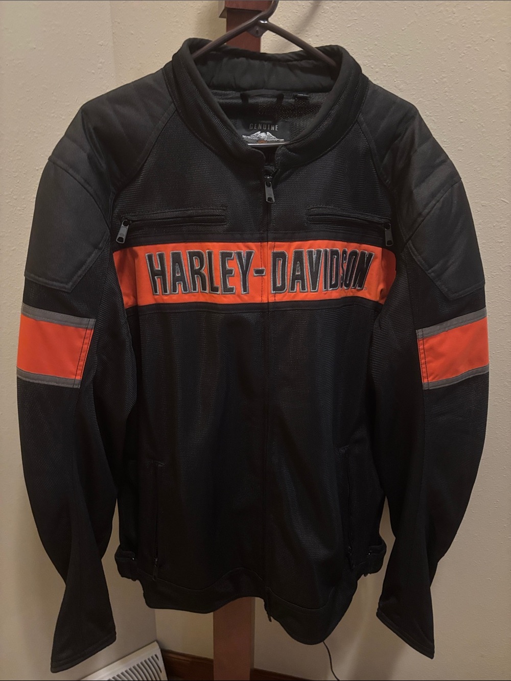 Harley-Davidson Black and Orange Mesh Riding Jacket